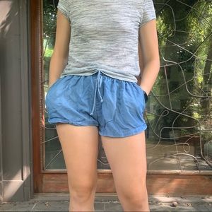 Chambray shorts with tie waist